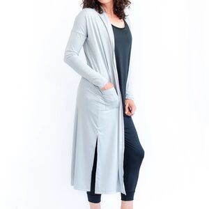 Gray full length duster cardigan